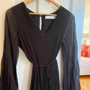 Black Astr Long Sleeve Pleated Romper